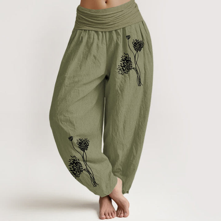 Buddha Stones 100% Cotton voor dames met elastische Taille en botanisch patroon - Olijfgroen - US16, UK/AU20, EU48 (3XL) - image 14