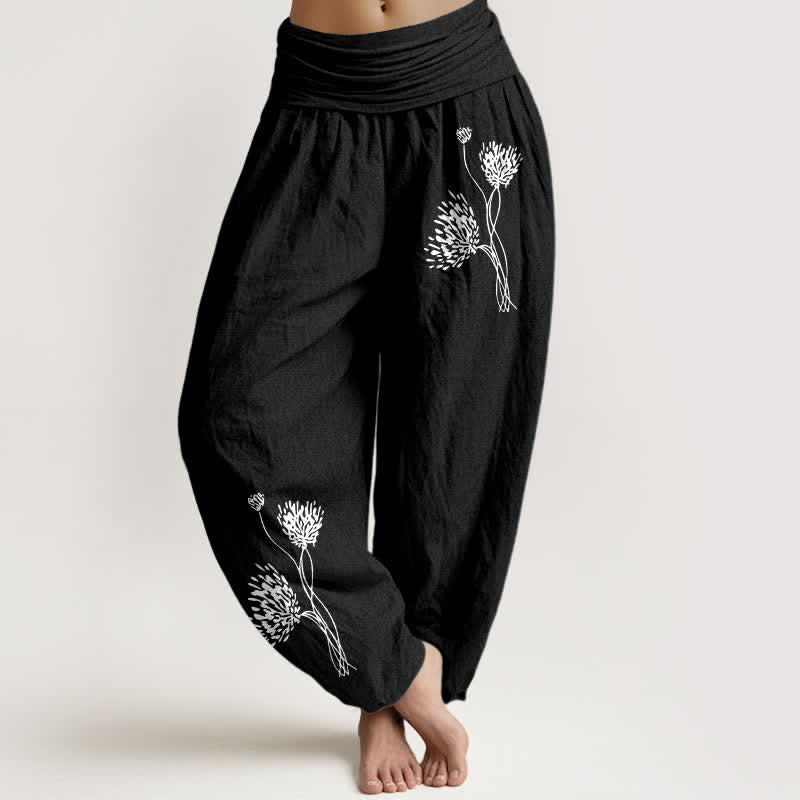 Buddha Stones 100% Cotton voor dames met elastische Taille en botanisch patroon - Zwart - US16, UK/AU20, EU48 (3XL) - image 5