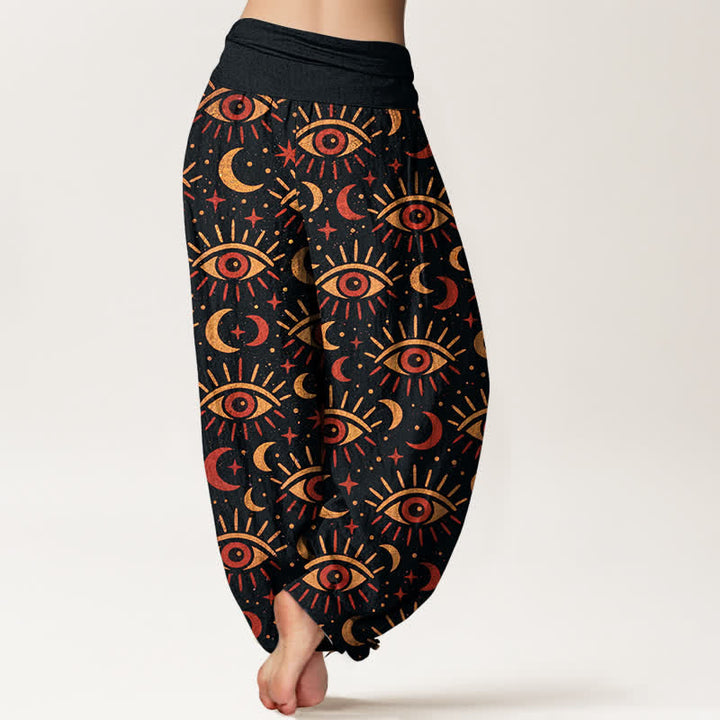 Buddha Stones Dames harembroek met elastische Taille en mystiek oog- en maanpatroon van katoen - image 10