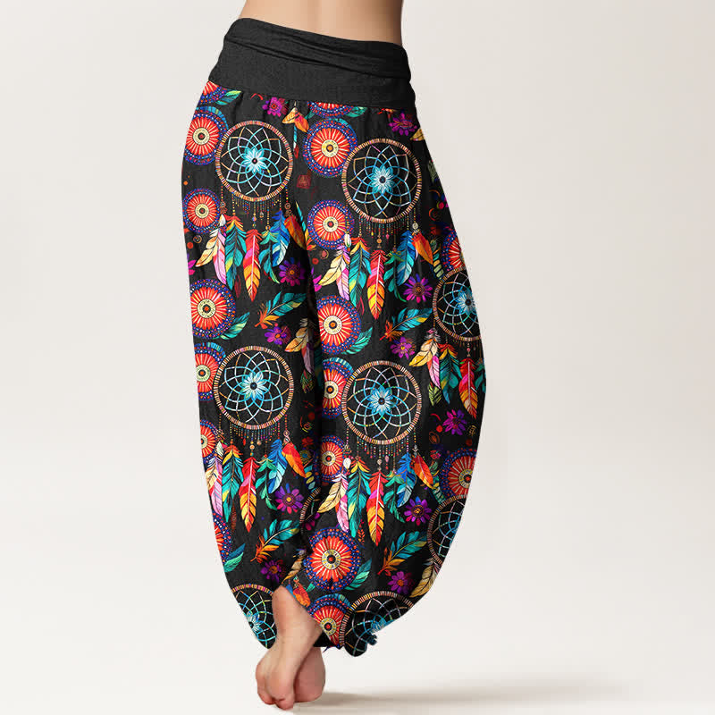Buddha Stones Dames harembroek met elastische Taille en dromenvanger- en verenpatroon - image 2