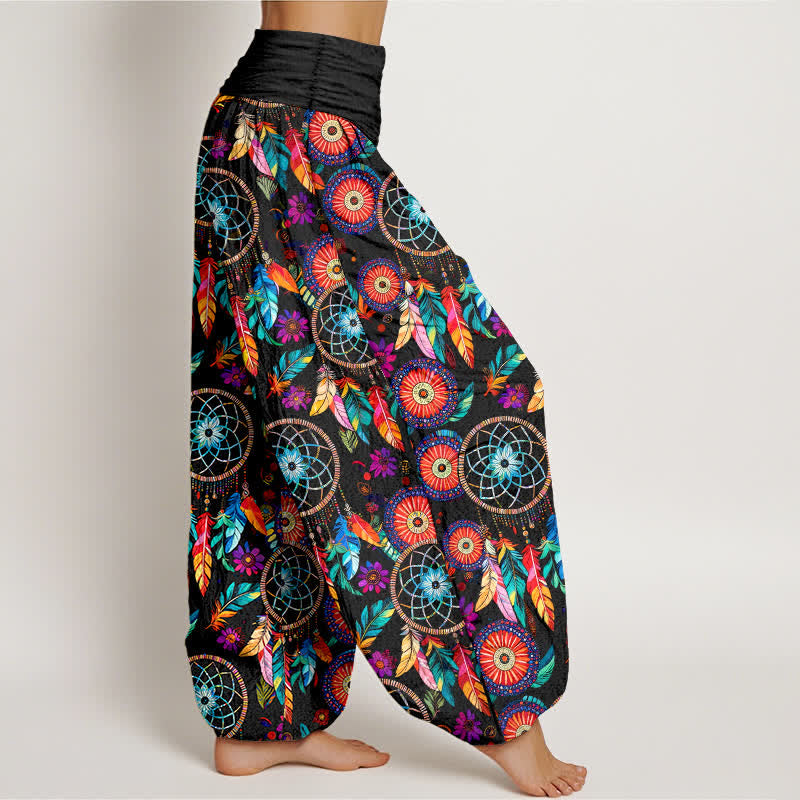 Buddha Stones Dames harembroek met elastische Taille en dromenvanger- en verenpatroon - image 1