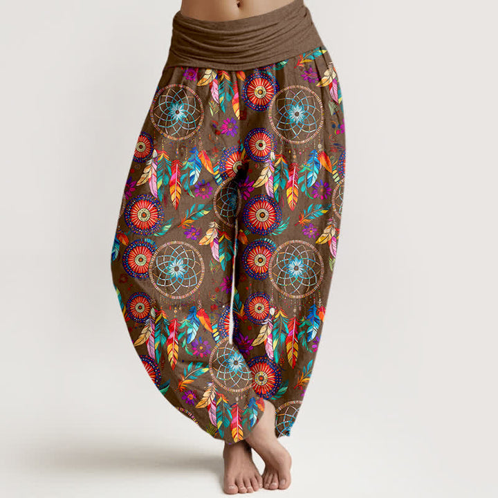 Buddha Stones Dames harembroek met elastische Taille en dromenvanger- en verenpatroon - Sienna - US16, UK/AU20, EU48 (3XL) - image 8