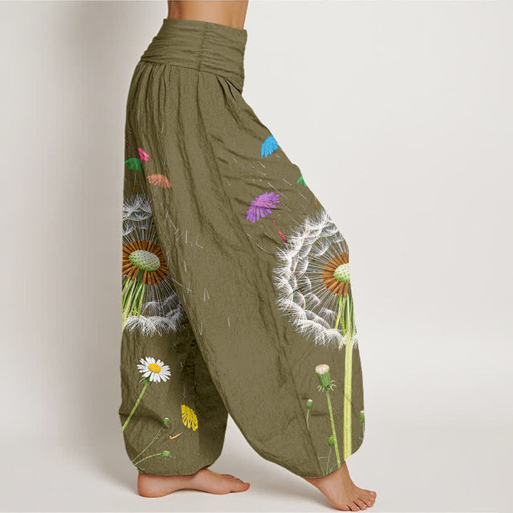 Buddha Stones Harembroek voor dames met elastische Taille en paardenbloemmotief van 100% Cotton - image 9