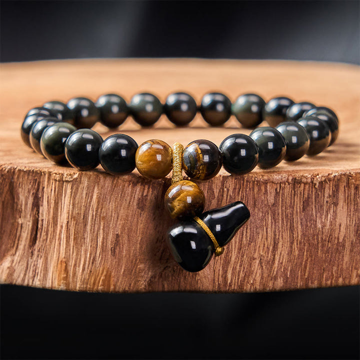 Buddha Stones Regenboog Obsidiaan Kalebas Bescherming Vintage Chinese Armband - 8mm regenboogobsidiaan (kleur verandert in het licht) - image 1