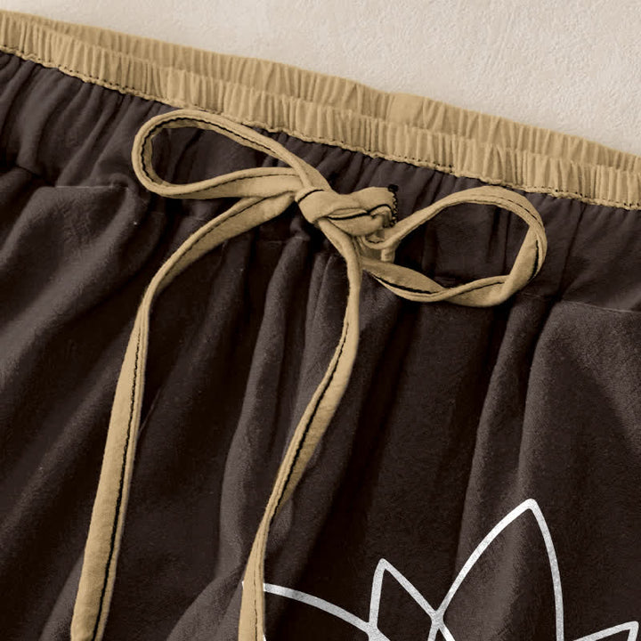 Buddha Stones Damesbroek van 100% Cotton met Zen Lotus-patroon, elastische Taille en Zakken. - image 1