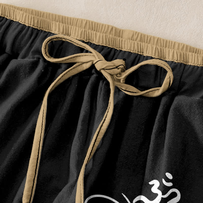 Buddha Stones Damesbroek van 100% Cotton met lotusprint, elastische Taille en Zakken. - image 1