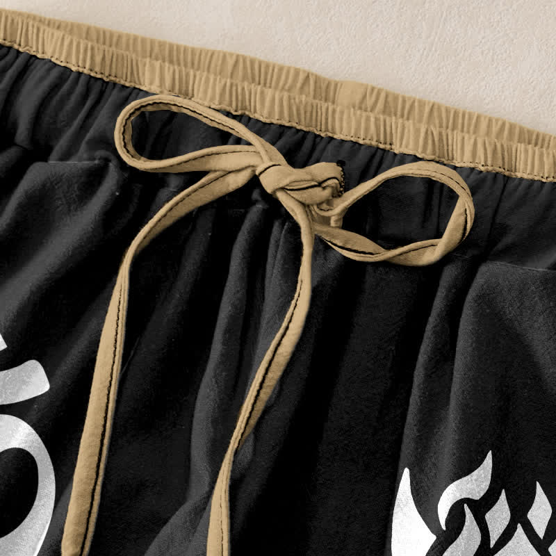 Buddha Stones Witte damesbroek van 100% Cotton met OM- en lotusmotief, elastische Taille en Zakken. - image 1
