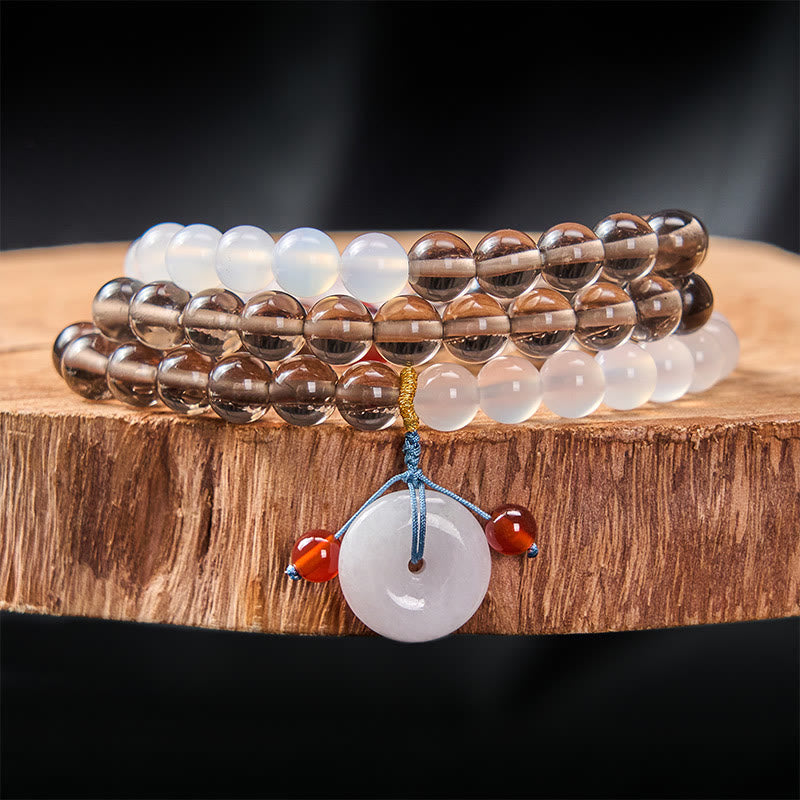 Buddha Stones IJsobsidiaan en witte chalcedoon vredesgesp Serenity Multi Wrap Armband - IJsobsidiaan (Reinigend ♥ Positief) - 8mm - image 0