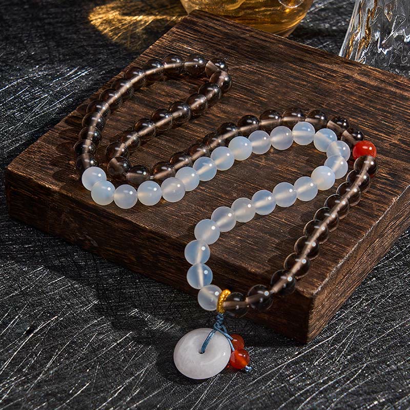 Buddha Stones IJsobsidiaan en witte chalcedoon vredesgesp Serenity Multi Wrap Armband - image 3
