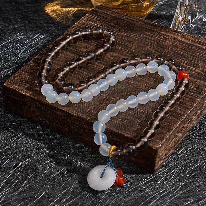 Buddha Stones IJsobsidiaan en witte chalcedoon vredesgesp Serenity Multi Wrap Armband - image 3