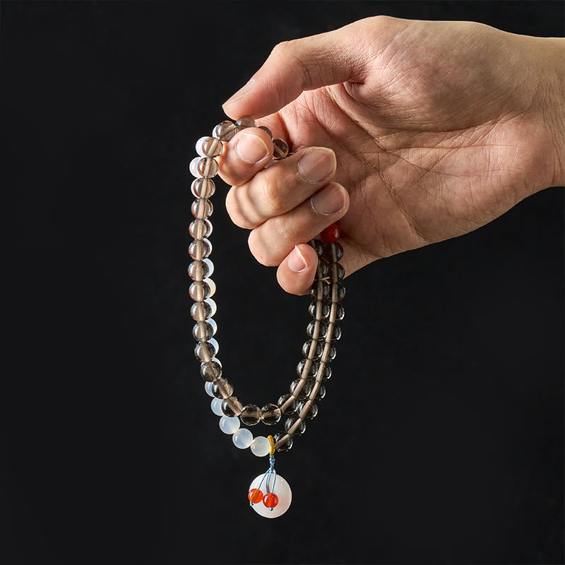 Buddha Stones IJsobsidiaan en witte chalcedoon vredesgesp Serenity Multi Wrap Armband - image 8