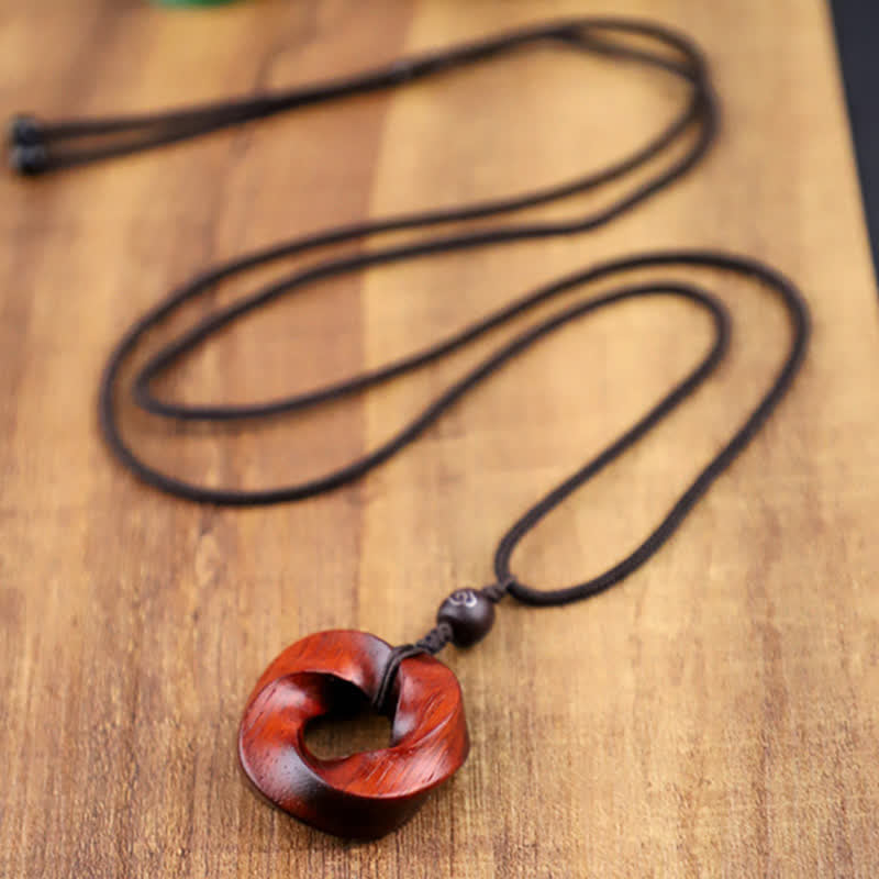 Buddha Stones Rode sandelhouten oneindige knoop eeuwigheidstouw hanger Ketting - image 8