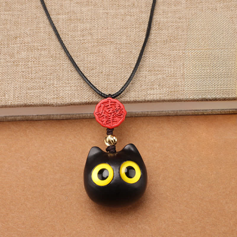 Buddha Stones Verstelbare Ketting van ebbenhout, rood sandelhout en gelukskat - image 3