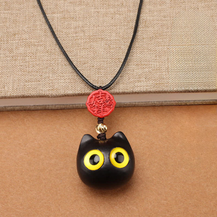 Buddha Stones Verstelbare Ketting van ebbenhout, rood sandelhout en gelukskat - image 3