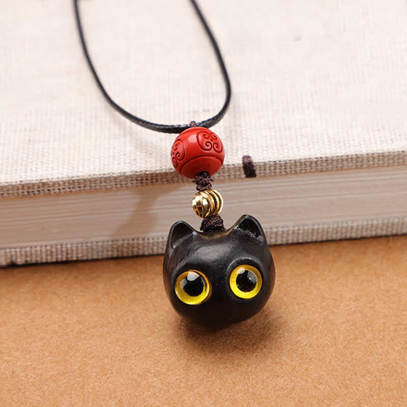 Buddha Stones Verstelbare Ketting van ebbenhout, rood sandelhout en gelukskat - Klein ebbenhouten hout - image 8