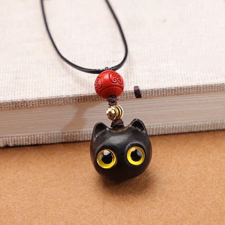 Buddha Stones Verstelbare Ketting van ebbenhout, rood sandelhout en gelukskat - Klein ebbenhouten hout - image 8