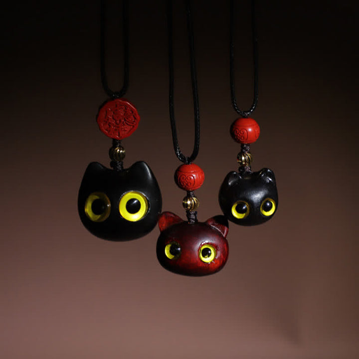 Buddha Stones Verstelbare Ketting van ebbenhout, rood sandelhout en gelukskat - image 19