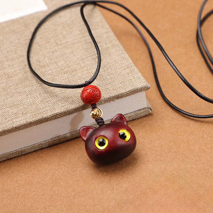 Buddha Stones Verstelbare Ketting van ebbenhout, rood sandelhout en gelukskat - Rood sandelhout - image 12