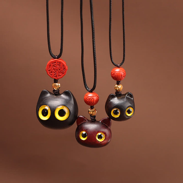 Buddha Stones Verstelbare Ketting van ebbenhout, rood sandelhout en gelukskat - image 17
