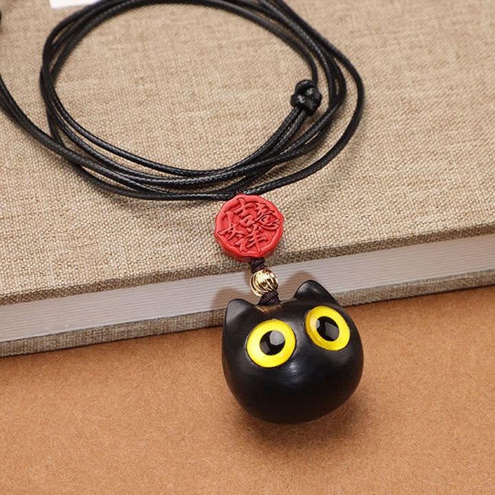 Buddha Stones Verstelbare Ketting van ebbenhout, rood sandelhout en gelukskat - image 4