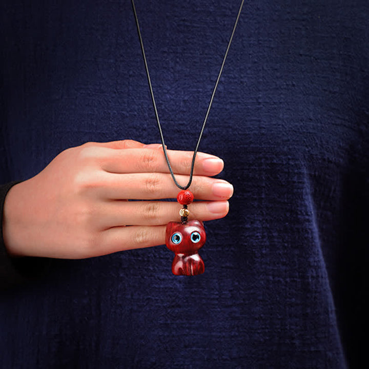 Buddha Stones Ebbenhout, rood sandelhout, schattige kat, rustgevende Ketting - image 8
