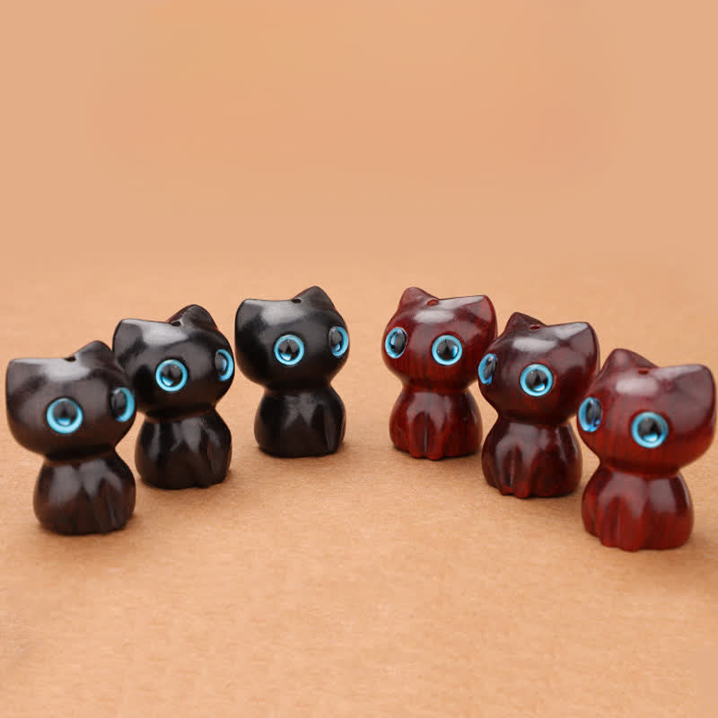 Buddha Stones Ebbenhout, rood sandelhout, schattige kat, rustgevende Ketting - image 15
