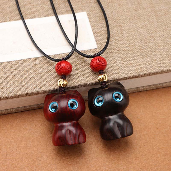 Buddha Stones Ebbenhout, rood sandelhout, schattige kat, rustgevende Ketting - image 13