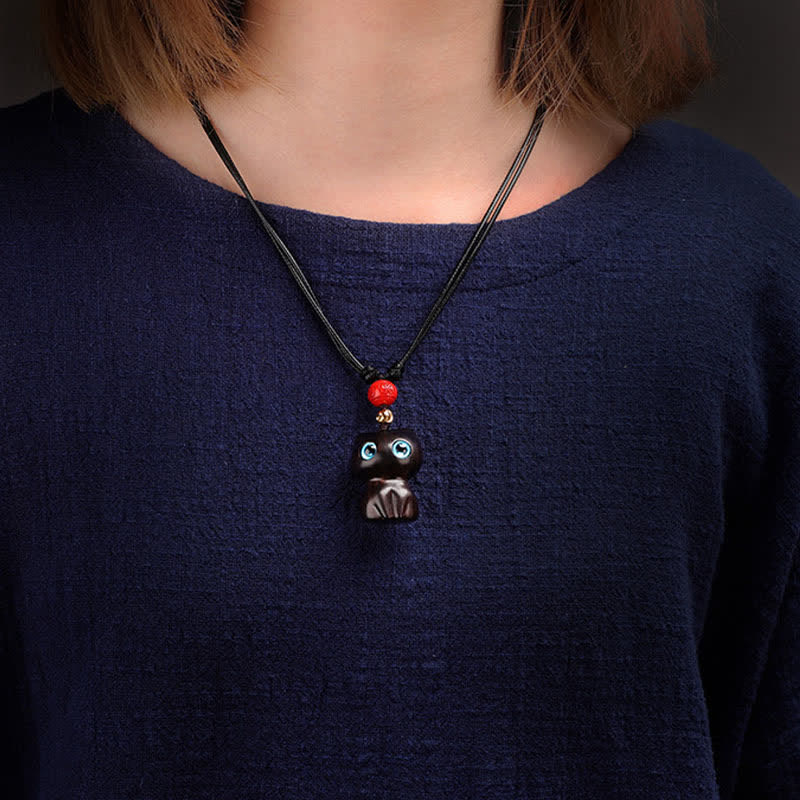 Buddha Stones Ebbenhout, rood sandelhout, schattige kat, rustgevende Ketting - image 4