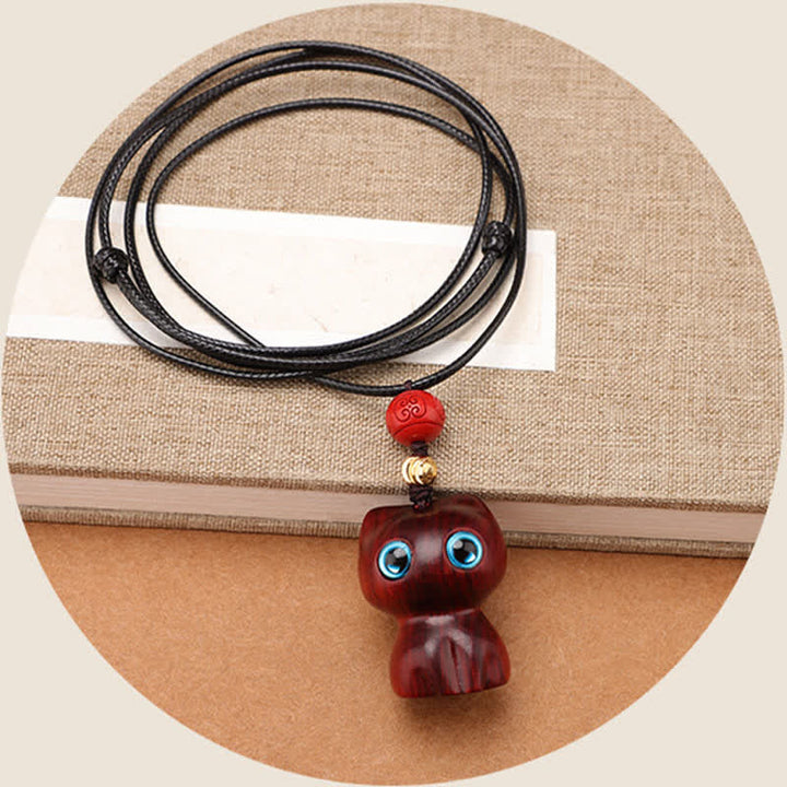 Buddha Stones Ebbenhout, rood sandelhout, schattige kat, rustgevende Ketting - image 7