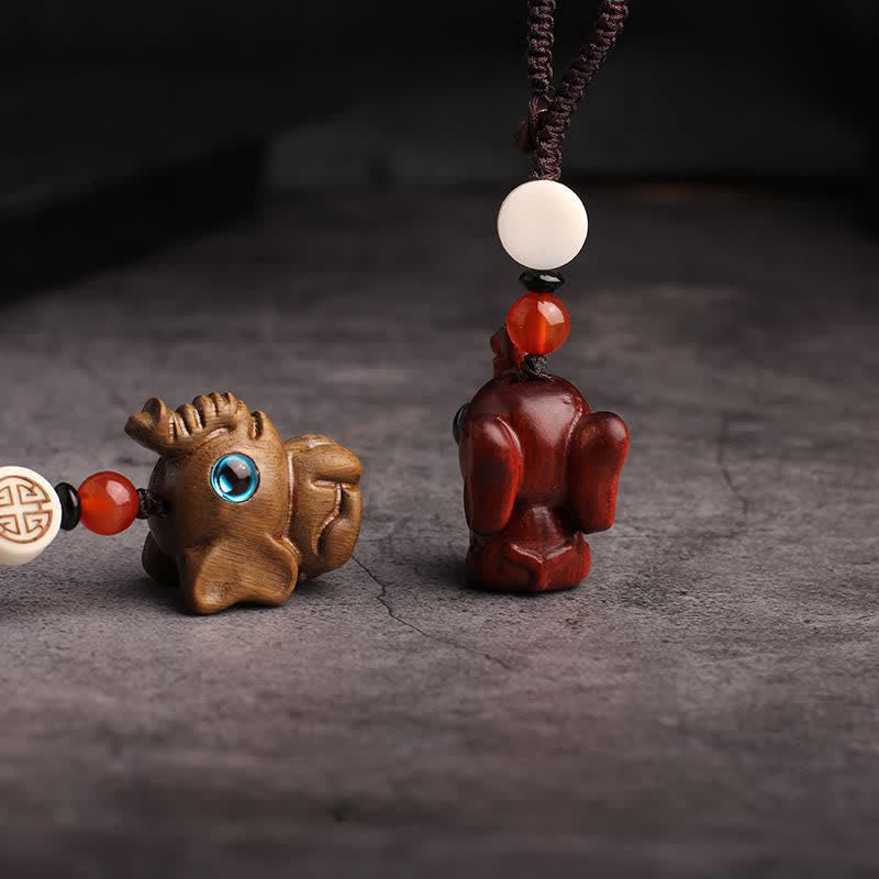 Buddha Stones Groene sandelhouten olifant STRENGTH gevlochten Sleutelhangers - image 11