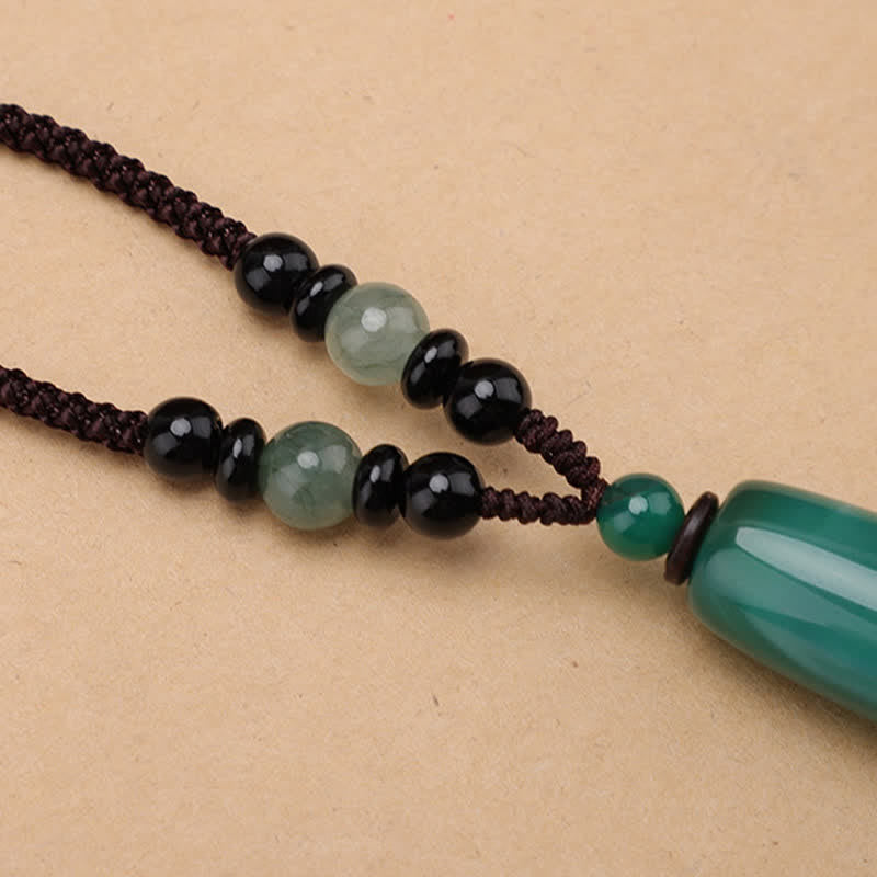 Buddha Stones Groene agaat, rode agaat, balans, gevlochten ovale Ketting - image 4