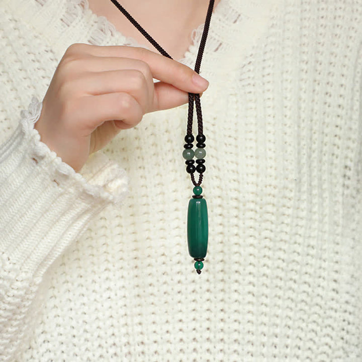 Buddha Stones Groene agaat, rode agaat, balans, gevlochten ovale Ketting - image 6
