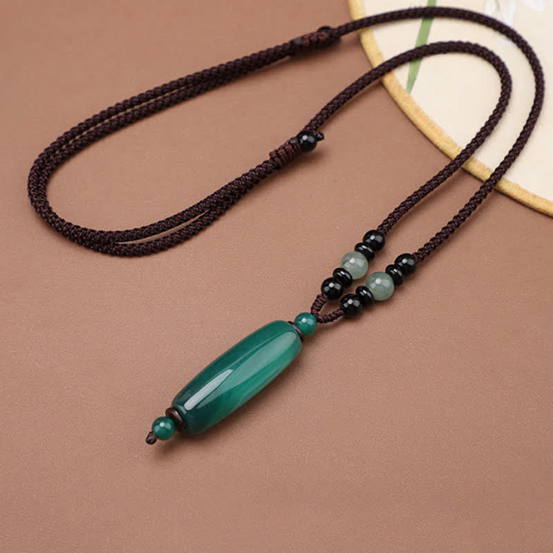 Buddha Stones Groene agaat, rode agaat, balans, gevlochten ovale Ketting - image 1
