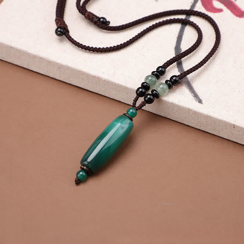 Buddha Stones Groene agaat, rode agaat, balans, gevlochten ovale Ketting - image 3