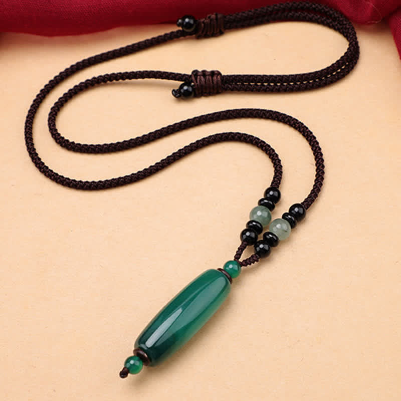 Buddha Stones Groene agaat, rode agaat, balans, gevlochten ovale Ketting - image 2