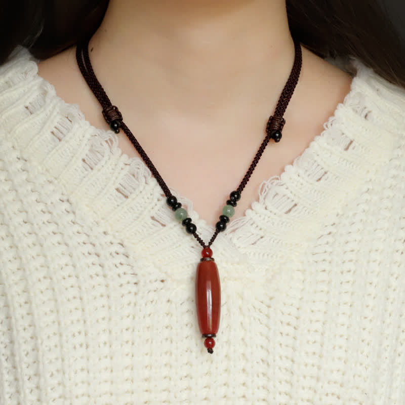 Buddha Stones Groene agaat, rode agaat, balans, gevlochten ovale Ketting - image 11