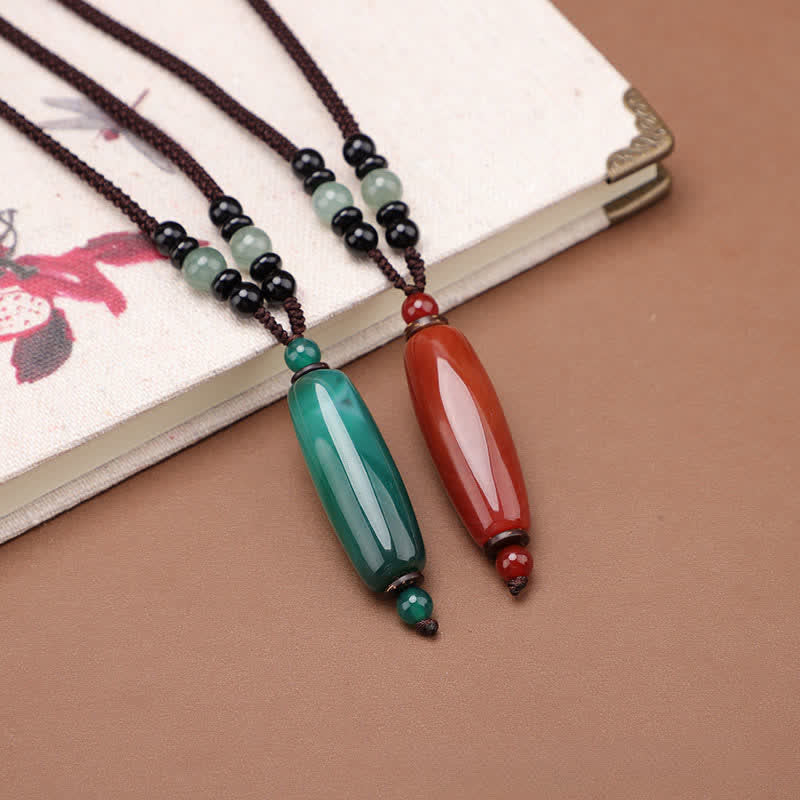 Buddha Stones Groene agaat, rode agaat, balans, gevlochten ovale Ketting - image 14