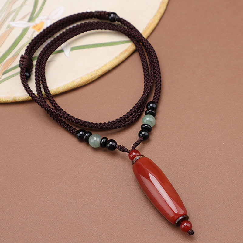 Buddha Stones Groene agaat, rode agaat, balans, gevlochten ovale Ketting - image 10