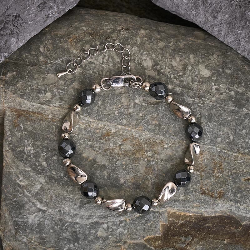 Buddha Stones Natuurlijke hematiet titanium stalen krachtige Armband - image 1