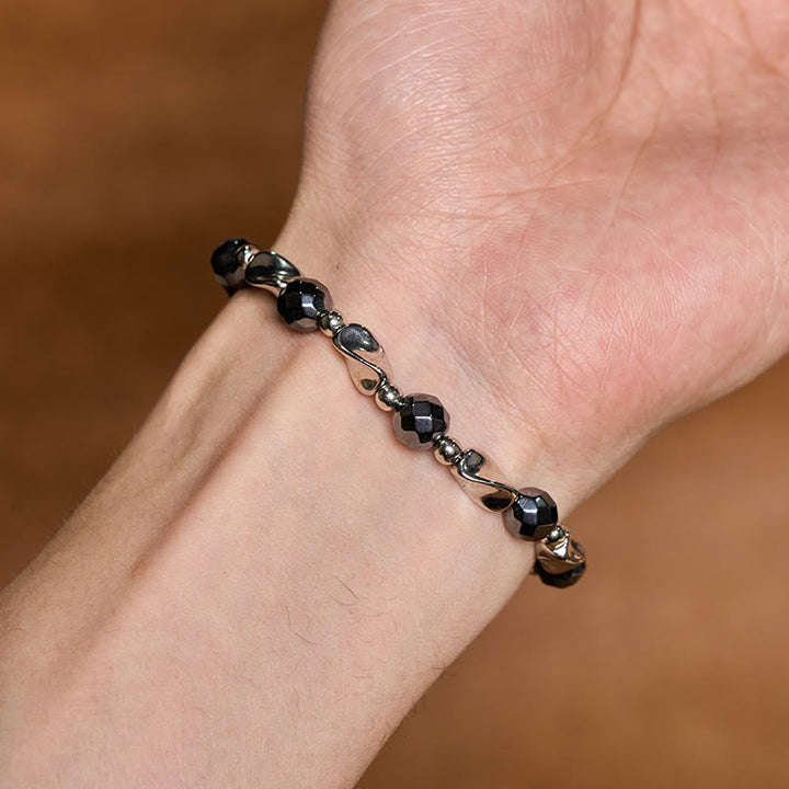 Buddha Stones Natuurlijke hematiet titanium stalen krachtige Armband - image 3