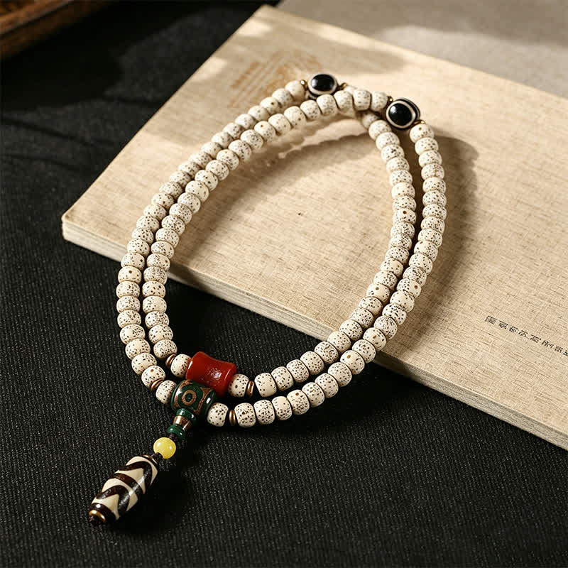 Buddha Stones Handgeweven Tibetaanse Mala met 108 kralen, symbool van de kracht van een ster, maan en Bodhi-zaad. - image 1