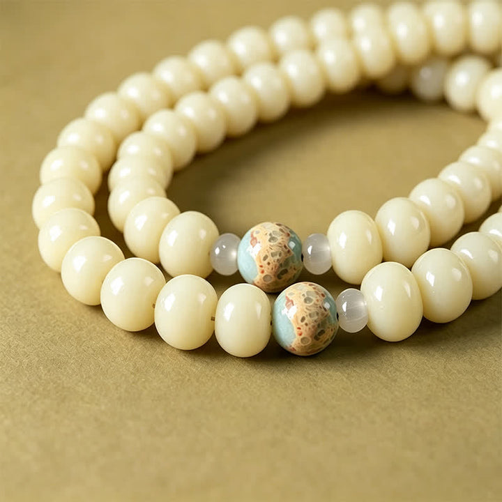 Buddha Stones Handgeweven etnische Mala met 108 kralen, geïnspireerd op de Bodhizaad Bodhisattva Tara Hope - image 11