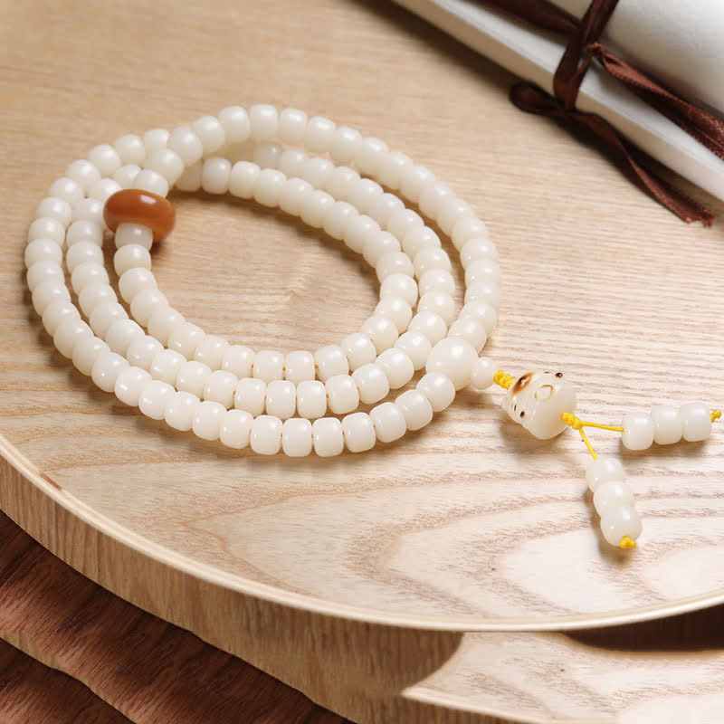 Buddha Stones Witte Bodhizaad Kat Zuiverheid Handgepolijste Mala - 10mm - Witte Bodhizaad (Zuiverheid ♥ Helderheid) - image 0