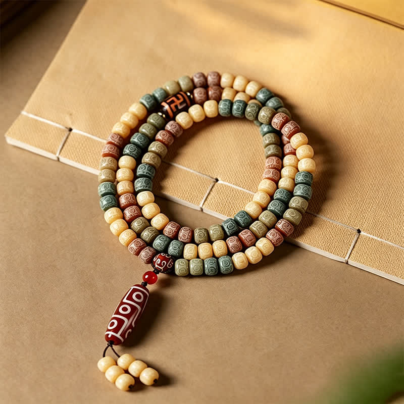 Buddha Stones Handgeweven vredesmala met 108 kralen van Bodhi-zaad, vintage stijl . - image 1