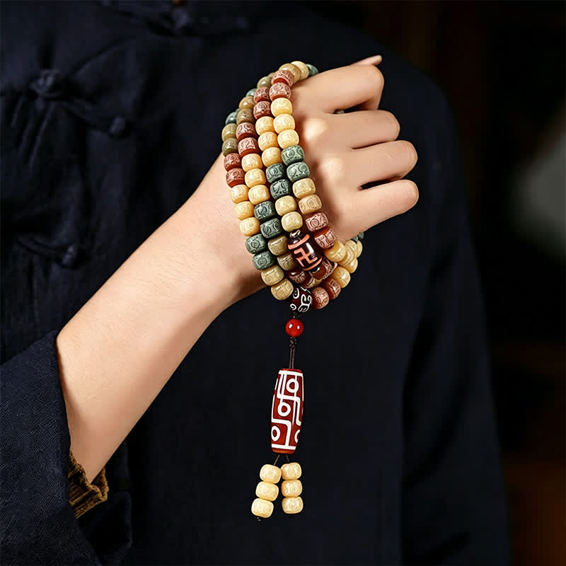 Buddha Stones Handgeweven vredesmala met 108 kralen van Bodhi-zaad, vintage stijl . - image 9