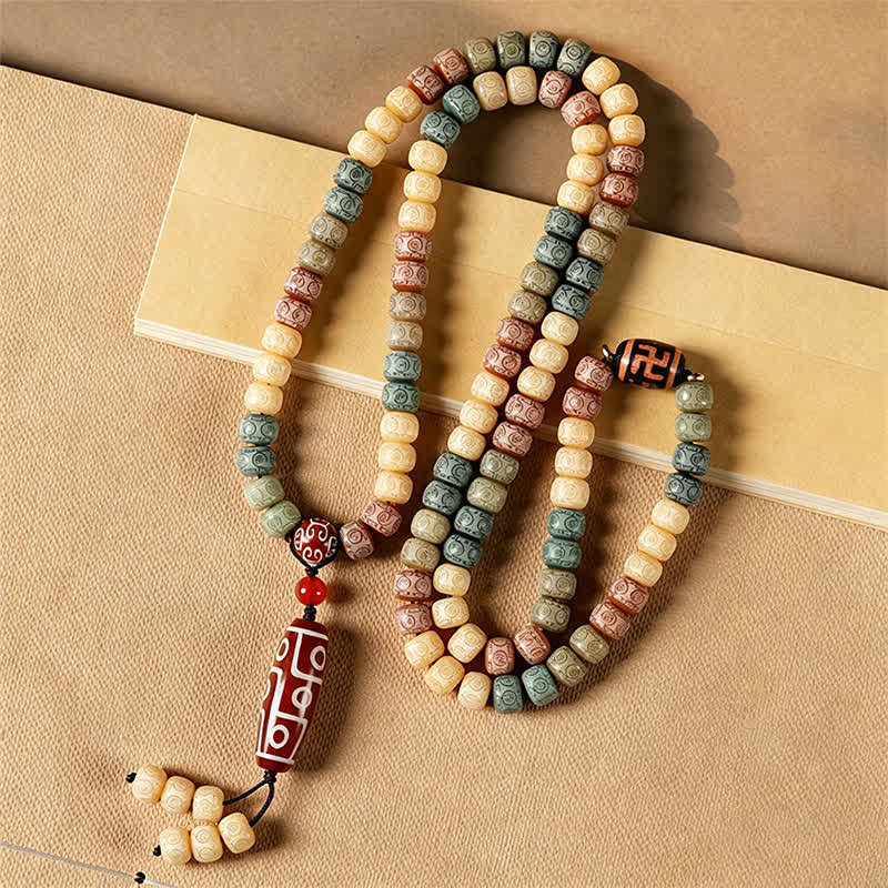 Buddha Stones Handgeweven vredesmala met 108 kralen van Bodhi-zaad, vintage stijl . - image 4