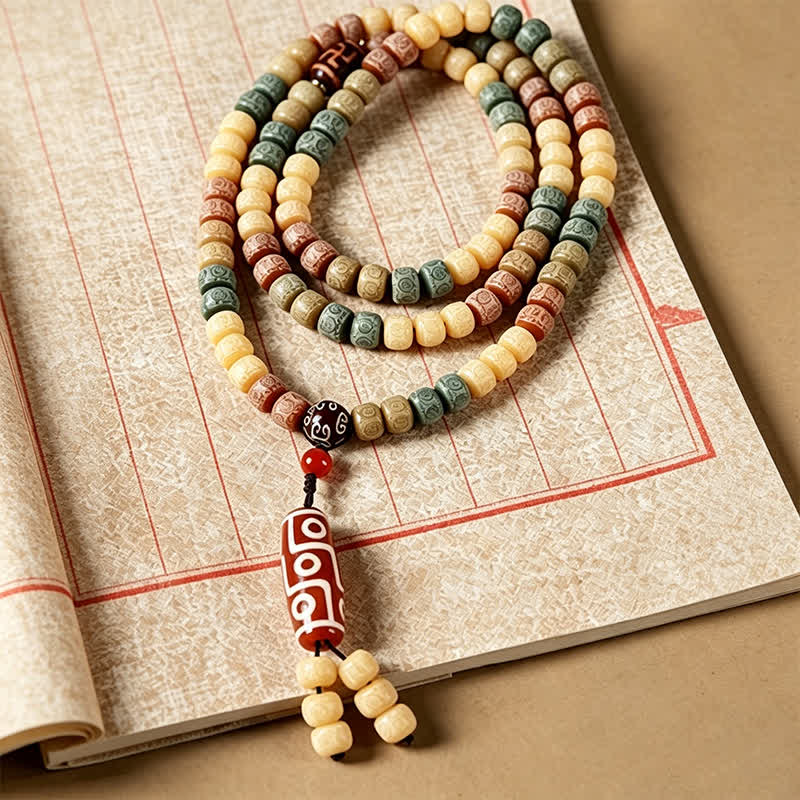 Buddha Stones Handgeweven vredesmala met 108 kralen van Bodhi-zaad, vintage stijl . - image 3