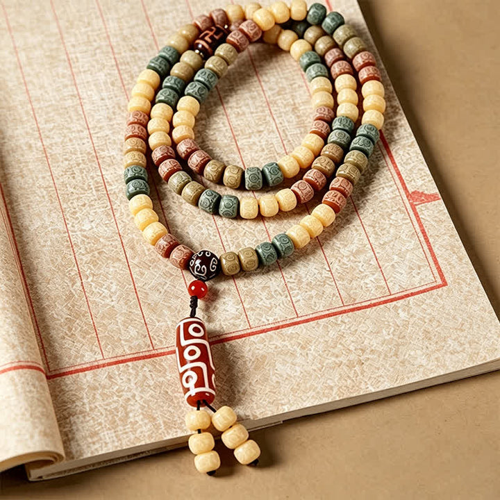 Buddha Stones Handgeweven vredesmala met 108 kralen van Bodhi-zaad, vintage stijl . - image 3