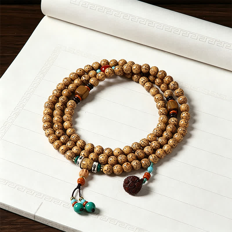 Buddha Stones Handgemaakte Wijsheidsmala met 108 kralen, bestaande uit een ster, maan, bodhizaad en lotuspeul . - Boeddha (Compassie ♥ Sereniteit) - image 0