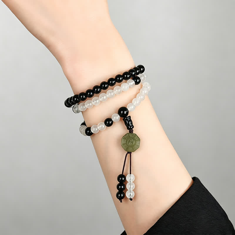 Buddha Stones Zwarte obsidiaan Bagua Armband met kralen - image 8